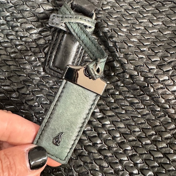 Abbacino Deep Teal Woven Leather Satchel Bag Large Top Handle Crossbody Boho - Picture 7 of 10